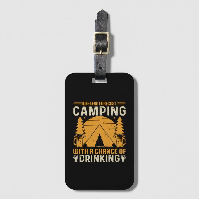 Etiqueta Para Maletas Campamento y bebida (Anverso vertical)