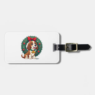 Etiqueta Para Maletas Campanas de Navidad de Basset Hound