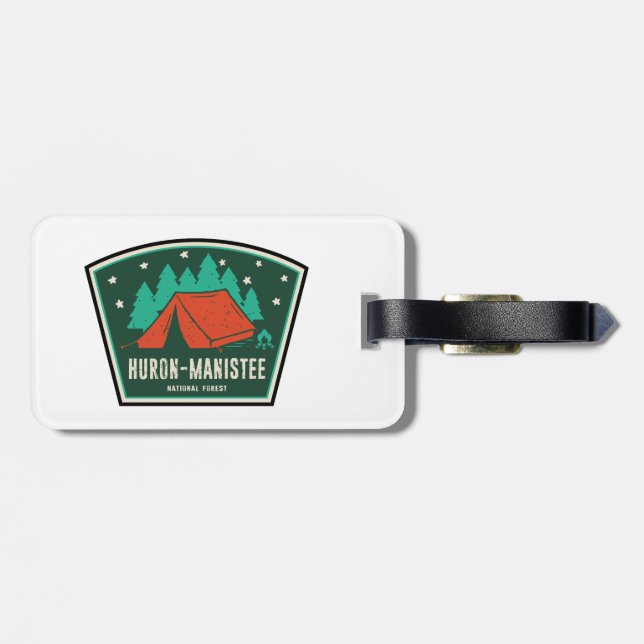 Etiqueta Para Maletas Camping Forestal Nacional Huron-Manistee (Atrás Horizontal)