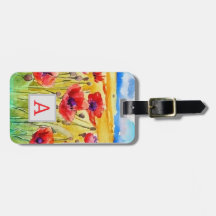 campo de las flores rojas de los cachorros acuarel