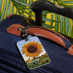 Etiqueta Para Maletas Campo girasol dorado - Viaje con nombre personaliz