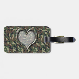 Etiqueta Para Maletas Camuflaje al corazón del bosque de Woodland en Cam