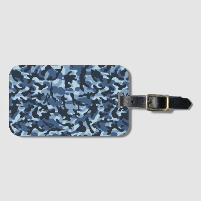 Etiqueta Para Maletas Camuflaje azul (Anverso horizontal)