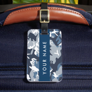 Etiqueta Para Maletas Camuflaje Azul Nieve de Invierno Personaliza tu no