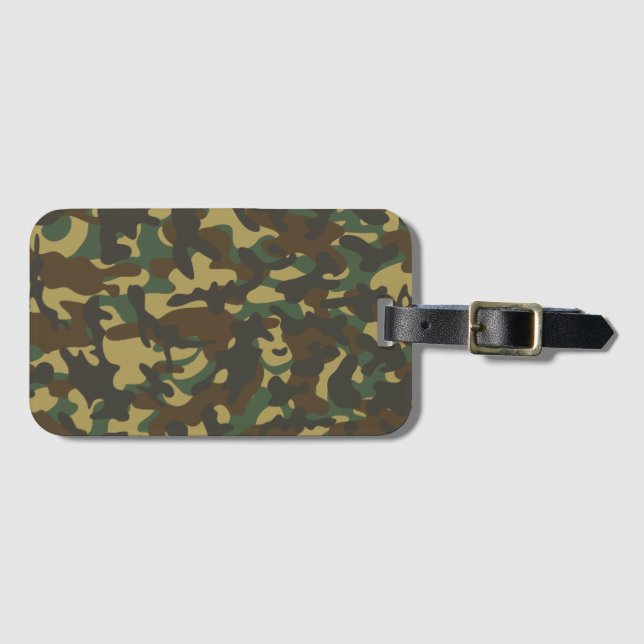 Etiqueta Para Maletas Camuflaje de bosque  (Anverso horizontal)