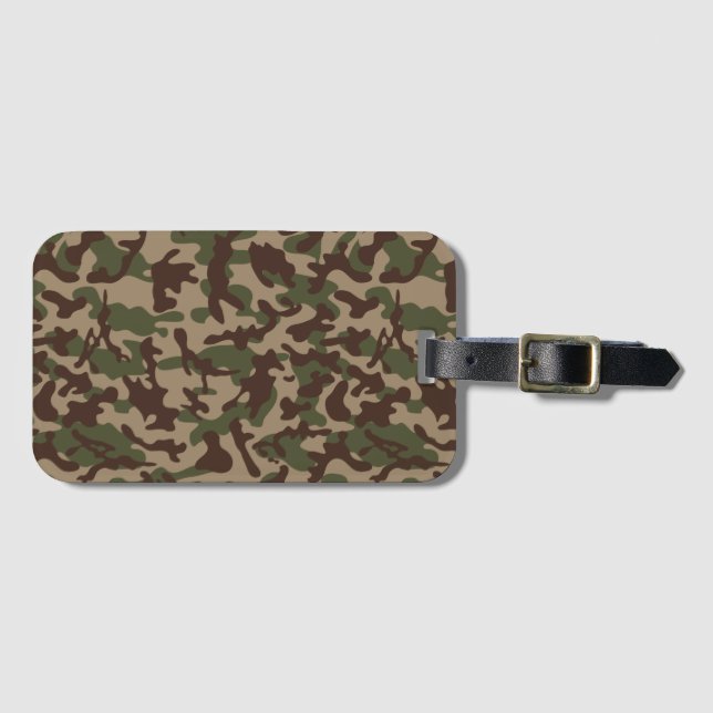 Etiqueta Para Maletas Camuflaje de madera profunda (Anverso horizontal)