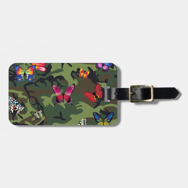 Etiqueta Para Maletas camuflaje de mariposa (Frente Horizontal)