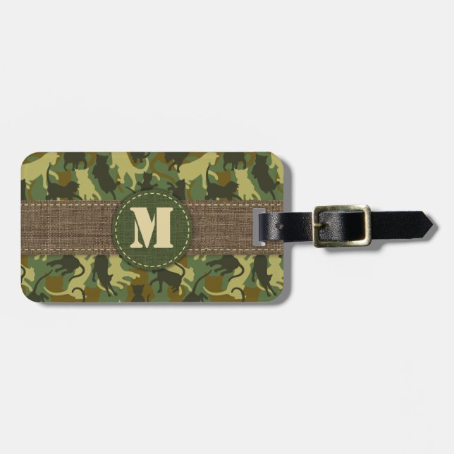 Etiqueta Para Maletas Camuflaje de Woodland para gatos (Frente Horizontal)