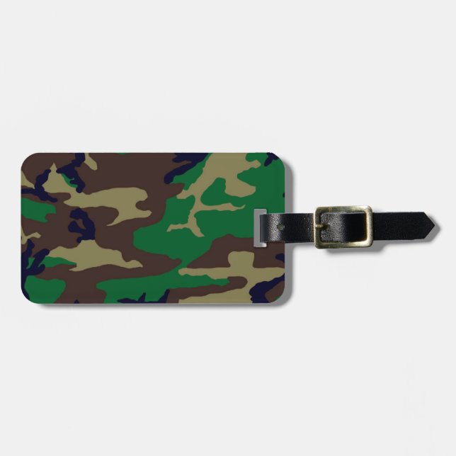 Etiqueta Para Maletas Camuflaje de Woodland Personalizado (Frente Horizontal)