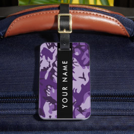 Etiqueta Para Maletas Camuflaje púrpura Tu nombre Personaliza