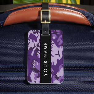 Etiqueta Para Maletas Camuflaje púrpura Tu nombre Personaliza