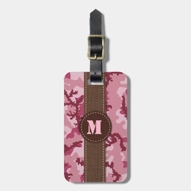 Etiqueta Para Maletas Camuflaje rosa (Frente Vertical)