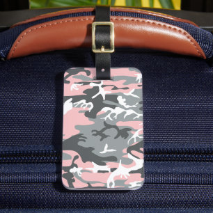 Etiqueta Para Maletas Camuflaje rosa y gris, ejército, ejército