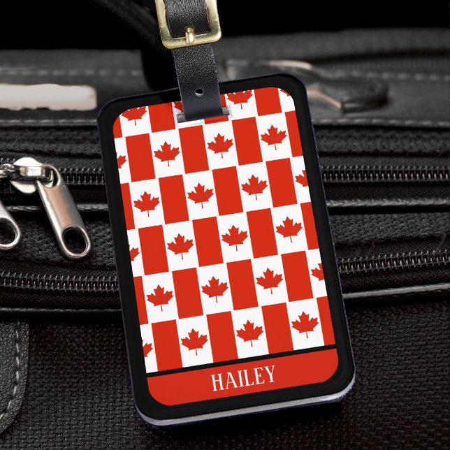 Etiqueta Para Maletas Canadá Maple Leaf Canadian Flag Pattern Name (canada canadian flag pattern luggage tag)