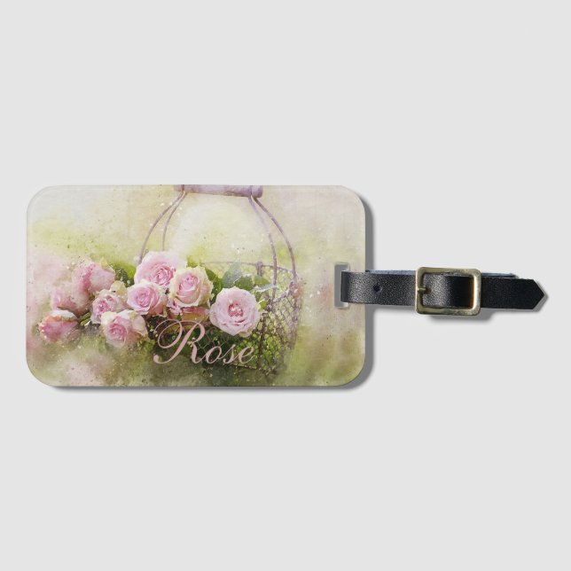 Etiqueta Para Maletas Canasta de Rosas (Anverso horizontal)