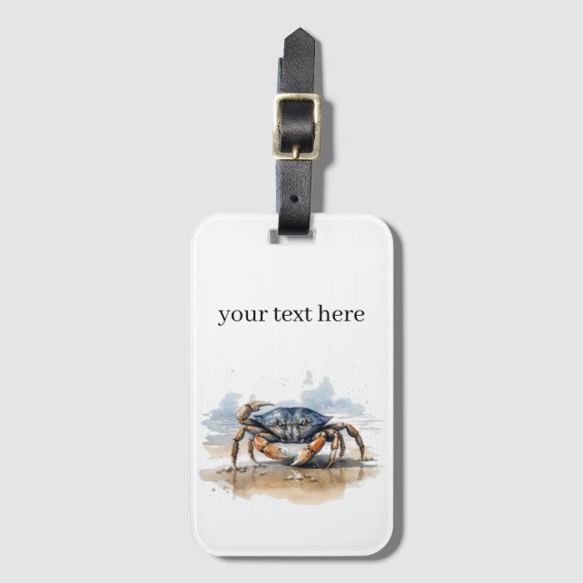 Etiqueta Para Maletas cangrejo caminando por la playa, personalizable (Anverso vertical)