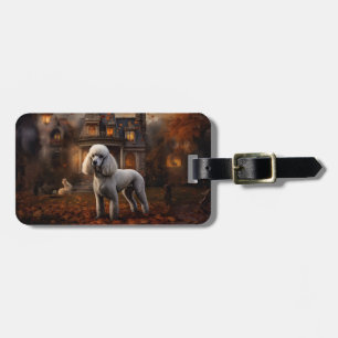 Etiqueta Para Maletas Caniche de Halloween aterrador