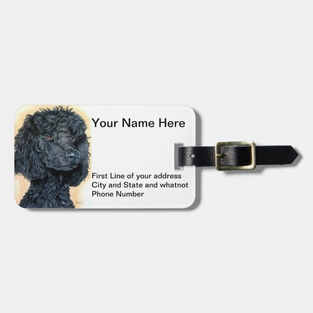 Etiqueta Para Maletas Caniche negro (Frente Horizontal)