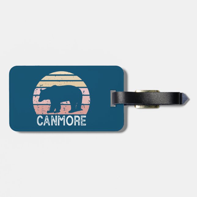 Etiqueta Para Maletas Canmore Alberta Retro Bear (Atrás Horizontal)