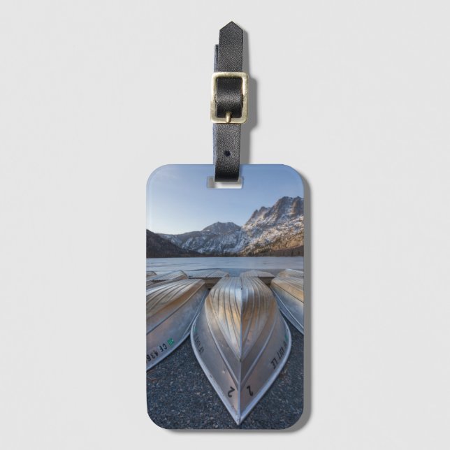 Etiqueta Para Maletas Canoa en el lago (Anverso vertical)