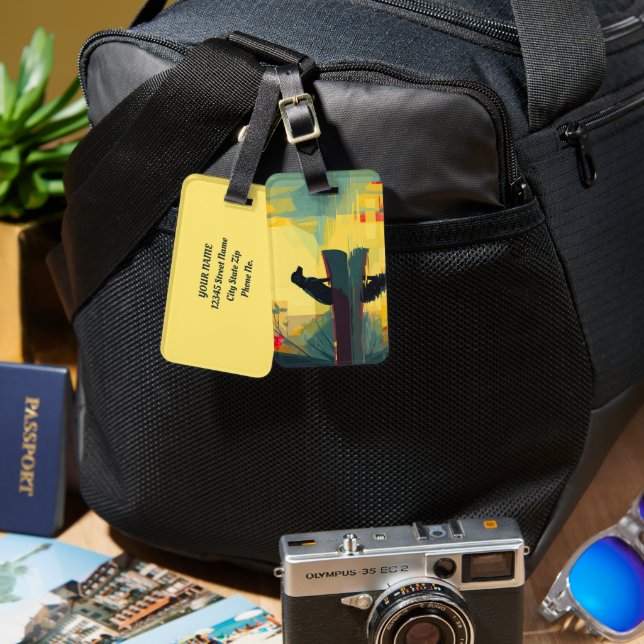 Etiqueta Para Maletas Canoa Labrador negro minimalista de la naturaleza (Anverso & Reverso)