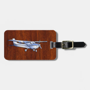 Etiqueta Para Maletas Caoba clásica del vuelo de Cessna del cromo de los