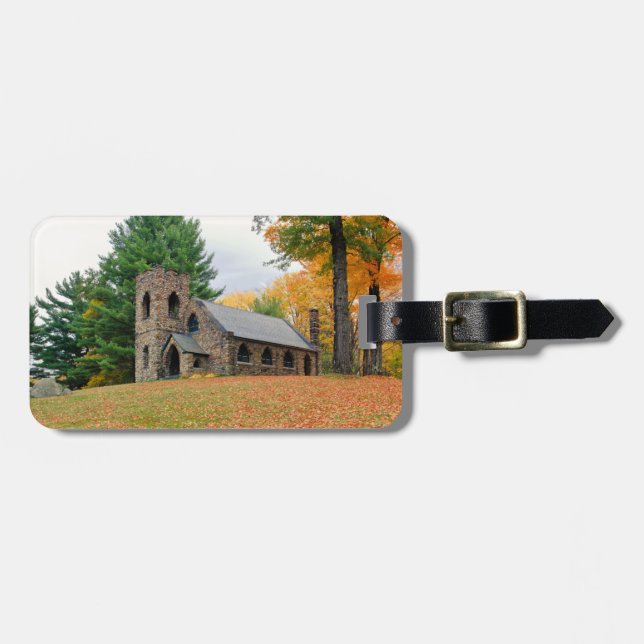 Etiqueta Para Maletas Capilla en otoño (Frente Horizontal)
