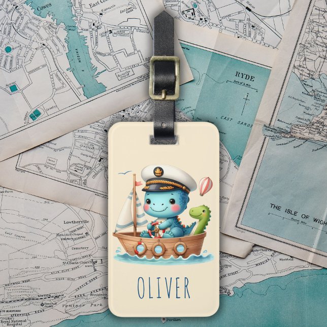 Etiqueta Para Maletas Capitán del barco Cute Trex Dino (Subido por el creador)