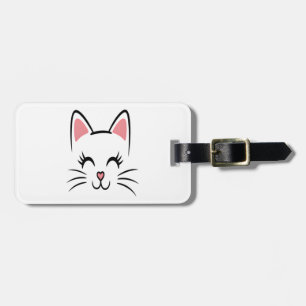 Etiqueta Para Maletas Cara de Gato Bigotes Estampado Amor Halloween