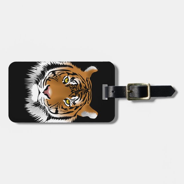 Etiqueta Para Maletas Cara de tigre animada (Frente Horizontal)