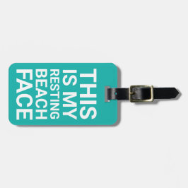 Etiqueta Para Maletas Cara divertida de playa de arena dorada | Viajes V