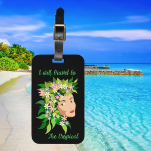 Etiqueta Para Maletas Cara floral de mujer decorativa botánica