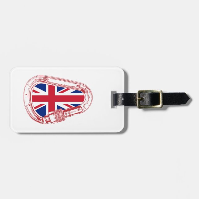 Etiqueta Para Maletas Carabiner de escalada de bandera británica (Frente Horizontal)