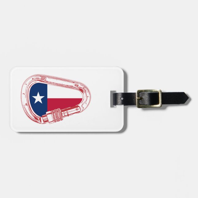 Etiqueta Para Maletas Carabiner de escalada de bandera de Texas (Frente Horizontal)