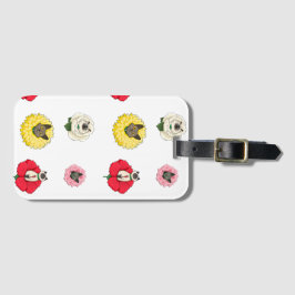 Etiqueta Para Maletas Caras divertidas de gato floral