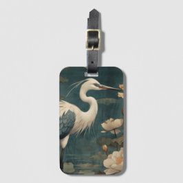 Etiqueta Para Maletas Cárcel azul y loto de la escena botánica vintage