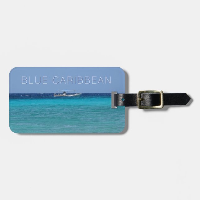 Etiqueta Para Maletas Caribe azul (personalizable) (Frente Horizontal)