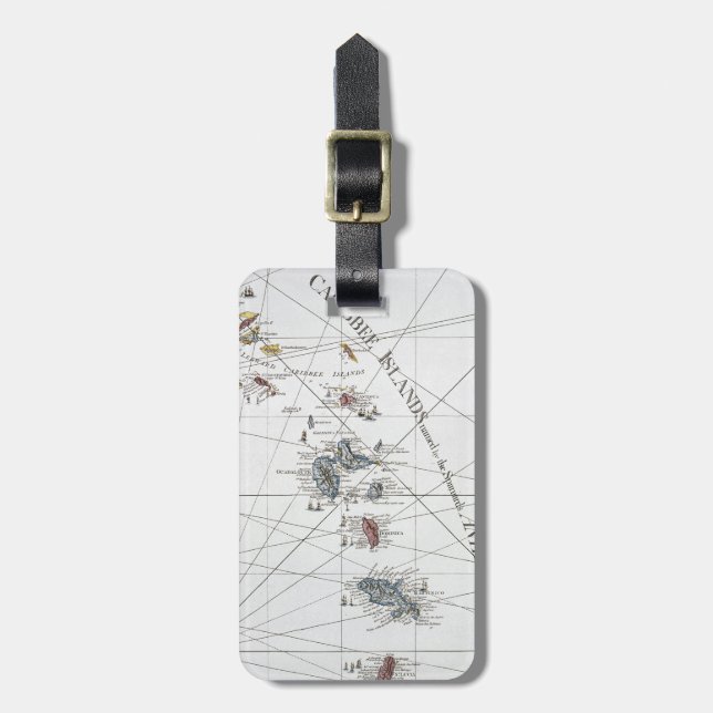 ETIQUETA PARA MALETAS CARIBE: MAPA, 1775 (Frente Vertical)