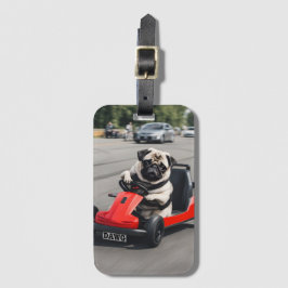 Etiqueta Para Maletas Carrera de Pug go-kart