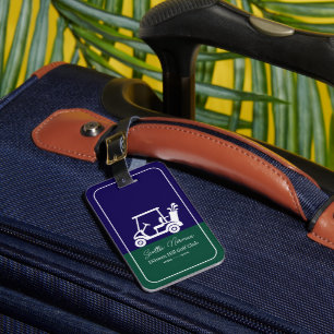 Etiqueta Para Maletas Carro de Golf / Club de Golfista Verde Azul