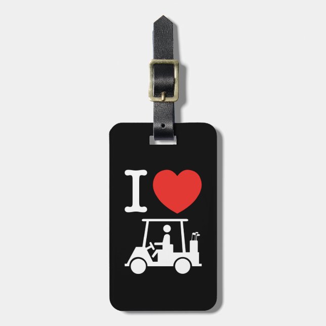 Etiqueta Para Maletas Carro de golf I Heart (Love) (Frente Vertical)