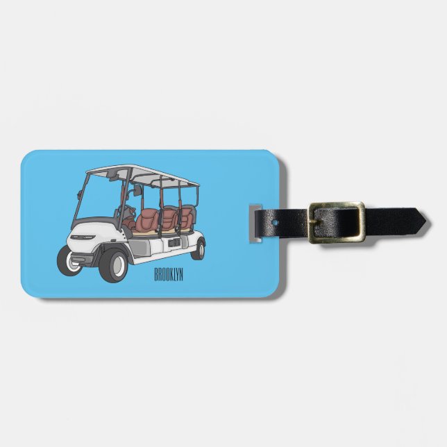 Etiqueta Para Maletas Carro de golf / ilustracion personalizado de coche (Frente Horizontal)