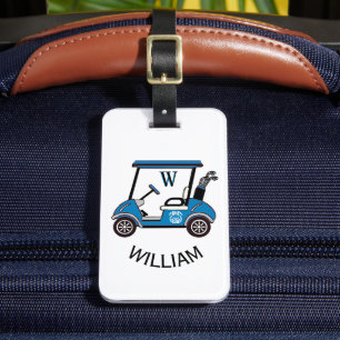 Etiqueta Para Maletas Cart de hombre personalizado con monograma y nombr