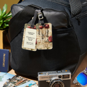 Etiqueta Para Maletas Carta de amor de pergamino vintage con flores (4)