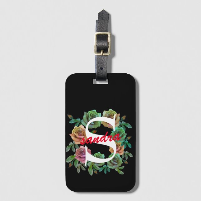 ETIQUETA PARA MALETAS CARTA PERSONALIZADO FLORAL PERSONALIZADA (Anverso vertical)