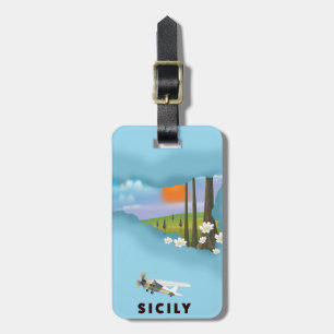 Etiqueta Para Maletas Cartel de viaje en mapa ilustrado por Sicilia
