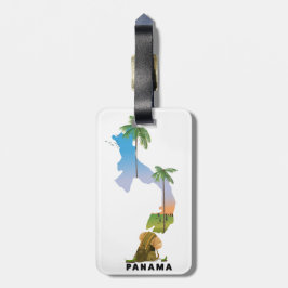 Etiqueta Para Maletas Cartel de viaje ilustrado del mapa de Panamá.