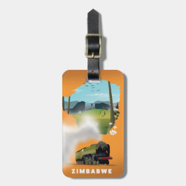 Etiqueta Para Maletas Cartel de viaje ilustrado del mapa de Zimbabue