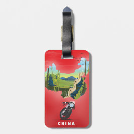 Etiqueta Para Maletas cartel de viaje mapa ilustrado de China