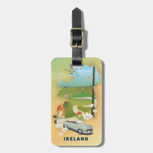 Etiqueta Para Maletas Cartel de viaje vintage mapa de Irlanda